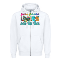 White just a girl who loves sea turtle Zipper Hoodie - Artiststas