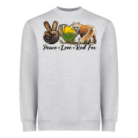 Heather Grey Peace Love Red Fox Heavyweight Sweatshirt - LillyAllenDesigns
