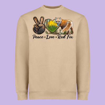 Peace Love Red Fox Heavyweight Sweatshirt Designed By Lillyallendesigns