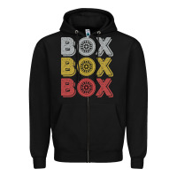 Black Vintage Retro Box Box Box Formula Racing Zipper Hoodie - longCreatives