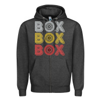Charcoal Heather Vintage Retro Box Box Box Formula Racing Zipper Hoodie - longCreatives