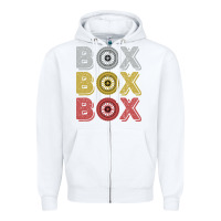 White Vintage Retro Box Box Box Formula Racing Zipper Hoodie - longCreatives