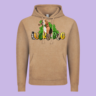 Lucky Dog St. Patrick's Vintage Hoodie Designed By Howdyjamesfarm