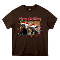 Chocolate Brown Merry Christmas Cows Heavy Core Tee - Bettercallsaul