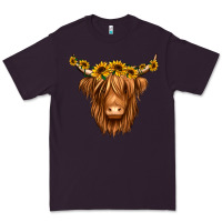 Plum sunflower headband highland cow Premium Tee - Jasminsmagicworld