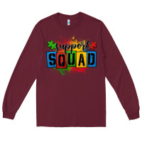 Burgundy autism support squad Long Sleeve Tee - OliviaCreatesArt