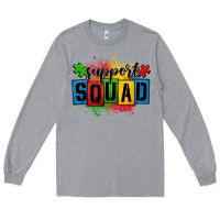 Heather Grey autism support squad Long Sleeve Tee - OliviaCreatesArt