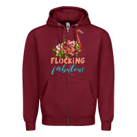 Burgundy flamingo flocking fabulous Zipper Hoodie - Artiststas
