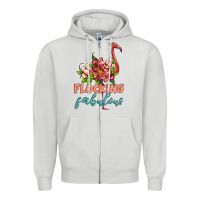 Dove Grey flamingo flocking fabulous Zipper Hoodie - Artiststas