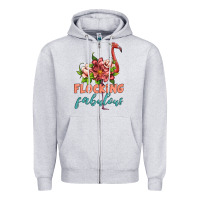 Heather Grey flamingo flocking fabulous Zipper Hoodie - Artiststas