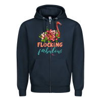 Navy flamingo flocking fabulous Zipper Hoodie - Artiststas