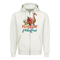 Oatmeal Heather flamingo flocking fabulous Zipper Hoodie - Artiststas