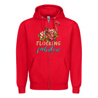 Red flamingo flocking fabulous Zipper Hoodie - Artiststas