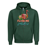 Sports Green flamingo flocking fabulous Zipper Hoodie - Artiststas