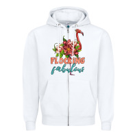 White flamingo flocking fabulous Zipper Hoodie - Artiststas