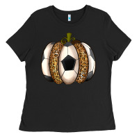 Black Soccer Pumpkin Ladies Tee - texasbilliewilder