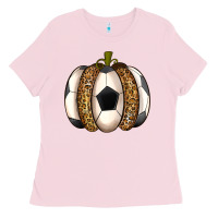 Bubblegum Pink Soccer Pumpkin Ladies Tee - texasbilliewilder
