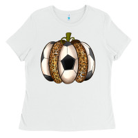White Soccer Pumpkin Ladies Tee - texasbilliewilder