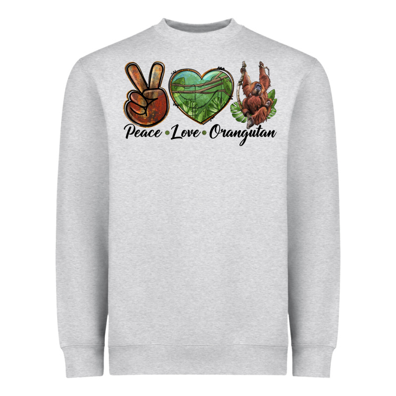Peace Love Orangutan Heavyweight Sweatshirt by LillyAllenDesigns | Teevron