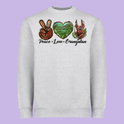 Peace Love Orangutan Heavyweight Sweatshirt Designed By Lillyallendesigns