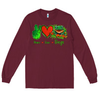 Burgundy Peace Love Frogs Long Sleeve Tee - Jasminsmagicworld