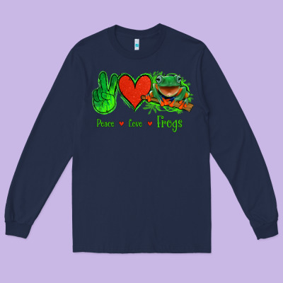 Peace Love Frogs Long Sleeve Tee Designed By Jasminsmagicworld