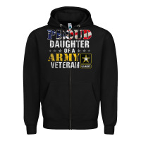 Black proud daughter of a army veteran american flag military gift Zipper Hoodie - longCreatives
