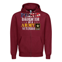 Burgundy proud daughter of a army veteran american flag military gift Zipper Hoodie - longCreatives