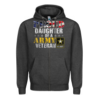 Charcoal Heather proud daughter of a army veteran american flag military gift Zipper Hoodie - longCreatives
