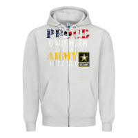 Dove Grey proud daughter of a army veteran american flag military gift Zipper Hoodie - longCreatives