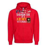 Red proud daughter of a army veteran american flag military gift Zipper Hoodie - longCreatives