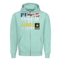 Seafoam proud daughter of a army veteran american flag military gift Zipper Hoodie - longCreatives