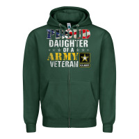 Proud Daughter Of A Army Veteran American Flag Military Gift Zipper Hoodie | Teevron