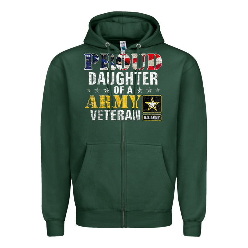 Proud Daughter Of A Army Veteran American Flag Military Gift Zipper Hoodie by longCreatives | Teevron