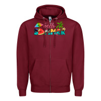 Burgundy hello summer Zipper Hoodie - Artiststas