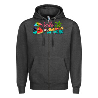Charcoal Heather hello summer Zipper Hoodie - Artiststas
