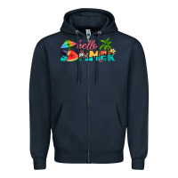 Navy hello summer Zipper Hoodie - Artiststas
