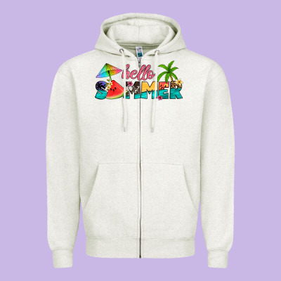 Hello Summer Zipper Hoodie Designed By Artiststas