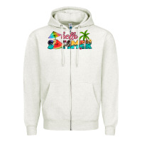 Oatmeal Heather hello summer Zipper Hoodie - Artiststas