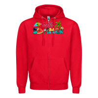 Red hello summer Zipper Hoodie - Artiststas