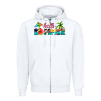 White hello summer Zipper Hoodie - Artiststas