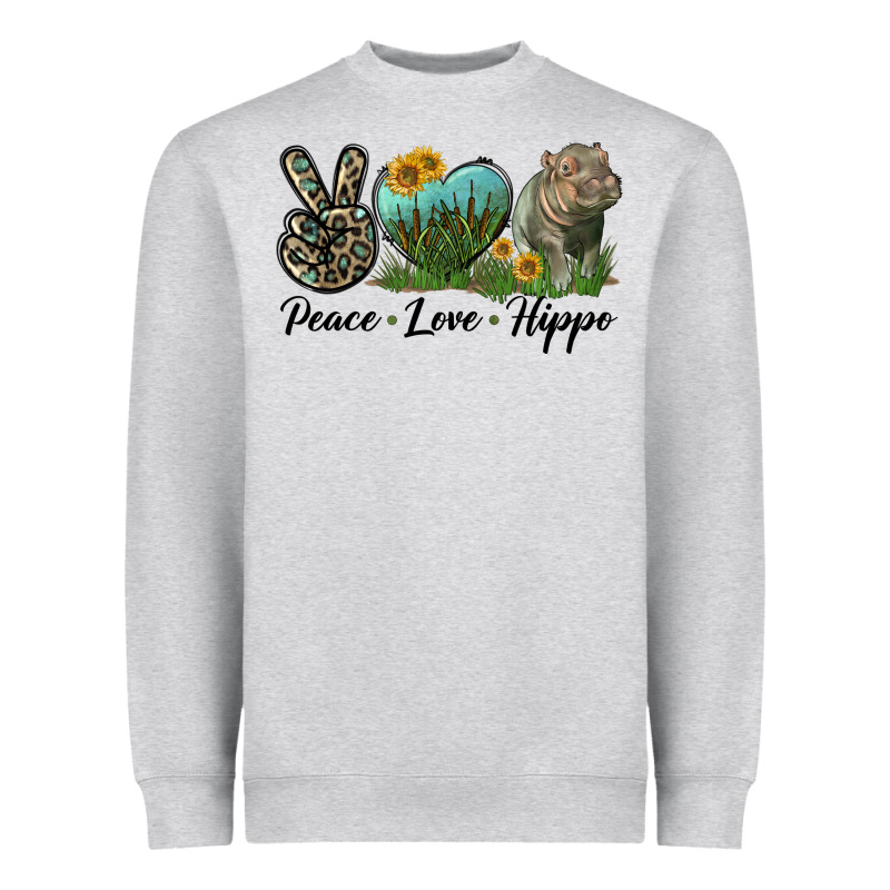 Peace Love Hippo Heavyweight Sweatshirt by LillyAllenDesigns | Teevron