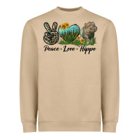 Mushroom Peace Love Hippo Heavyweight Sweatshirt - LillyAllenDesigns