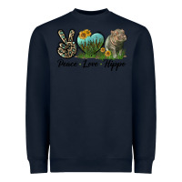 Navy Peace Love Hippo Heavyweight Sweatshirt - LillyAllenDesigns