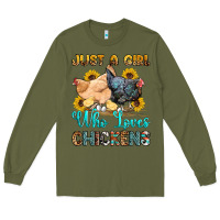 Army Green just a girl who loves chickens Long Sleeve Tee - OliviaCreatesArt