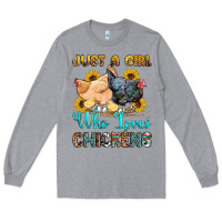 Heather Grey just a girl who loves chickens Long Sleeve Tee - OliviaCreatesArt