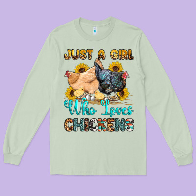 Just A Girl Who Loves Chickens Long Sleeve Tee Designed By Oliviacreatesart