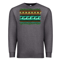 Charcoal Heather turquoise aztec bullskull and horse Premium Sweatshirt - BarkalooDesign
