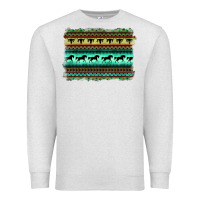 Oatmeal Heather turquoise aztec bullskull and horse Premium Sweatshirt - BarkalooDesign