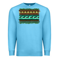 Ocean Blue turquoise aztec bullskull and horse Premium Sweatshirt - BarkalooDesign